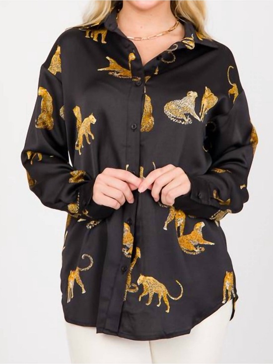 Mazik Tops - Mazik Leopard Button down Blouse